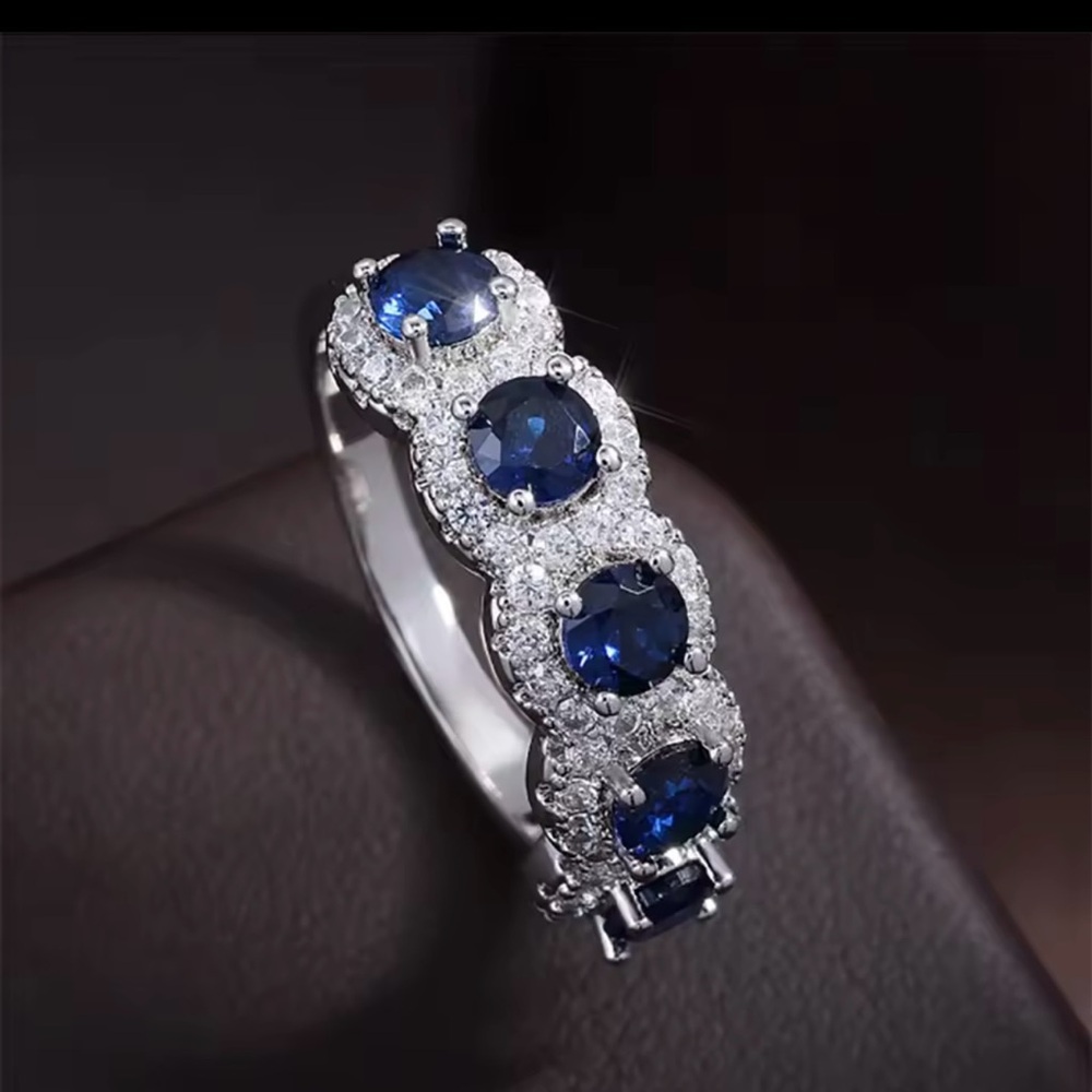 Elegant Blue and Silver Gemstone Ring